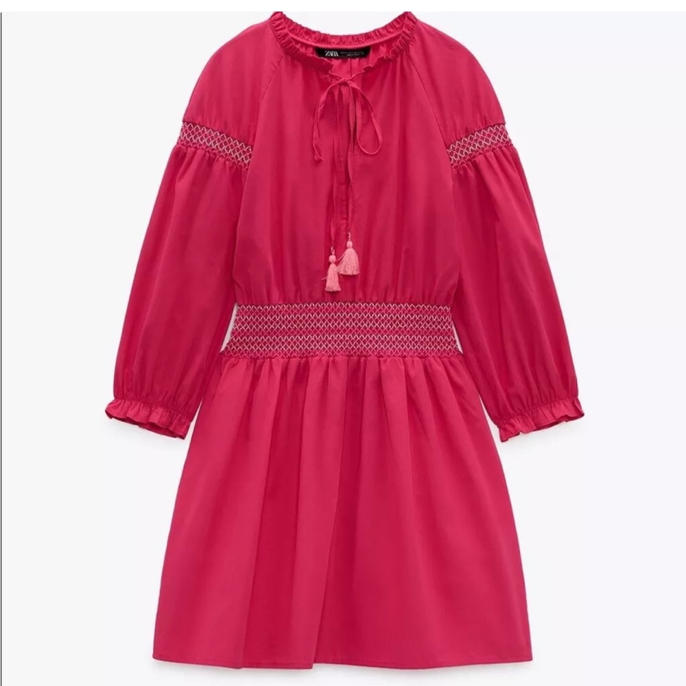 ZARA CONTRASTING ELASTIC DETAIL DRESS